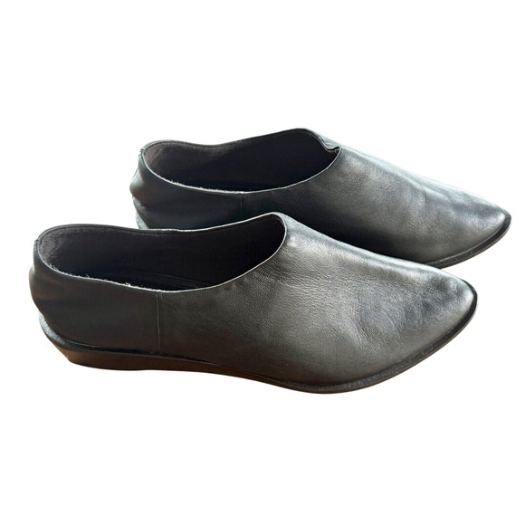 ANTHROPOLOGIE Kelsi‎ Dagger Brooklyn Arianna Slip-On Leather Mules Black SZ 6.5 - Picture 1 of 10